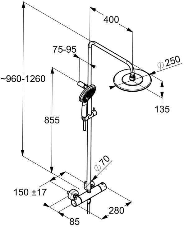 KLUDI FRESHLINE DUAL SHOWER zestaw natryskowy z bat. termost. 6709205-00 *5 - Powystawowy Bielsko-Biała