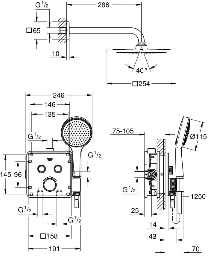 GROHE 34742000 GRT SmartControl conc.THM bundle squ 2S **ekspo - Powystawowy Łódź Zgierska