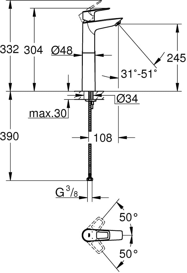 GROHE BauLoop bateria umywalkowa rozmiar XL 23764001 **ekspo - Nowy Augustów
