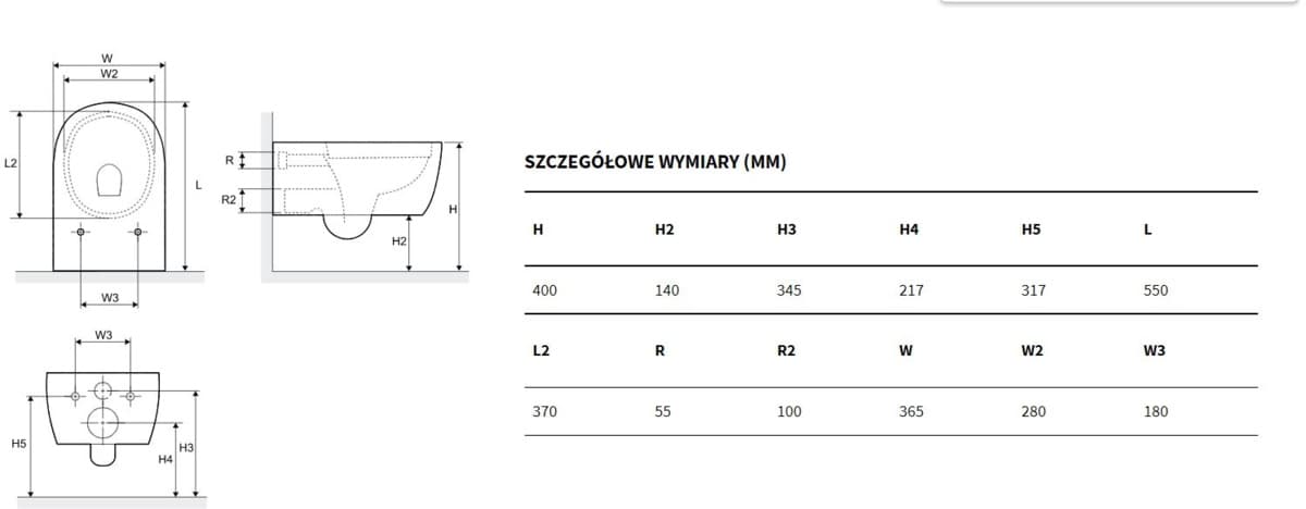EXCELLENT Miska wisząca wc bezrantowa DOTO PURE-RIM 54 CEEX.1404.545.WH + deska *12 P - Powystawowy Gniezno