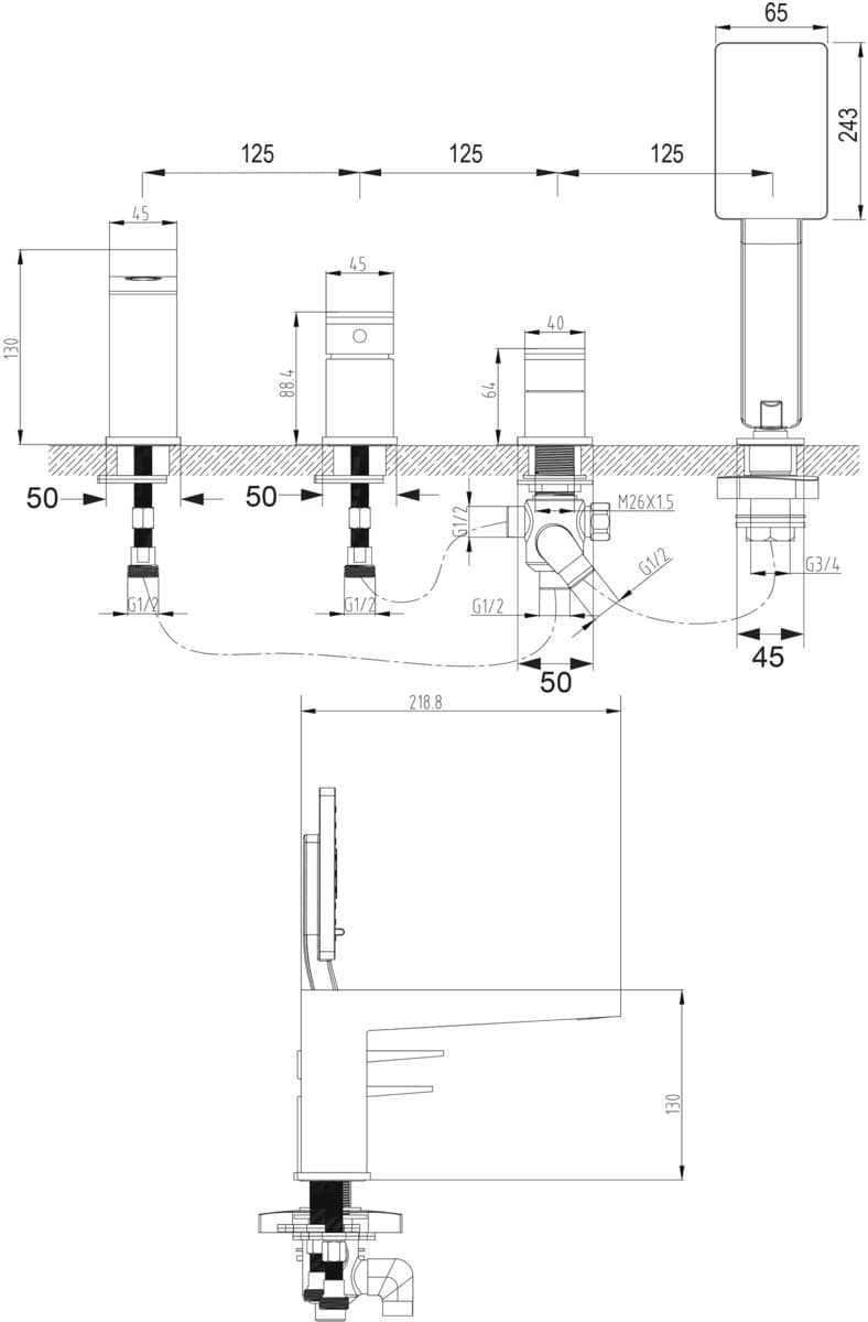OMNIRES bat. FRESH wannowa 4-otworowa FR7132 **ekspo - Powystawowy Chełm