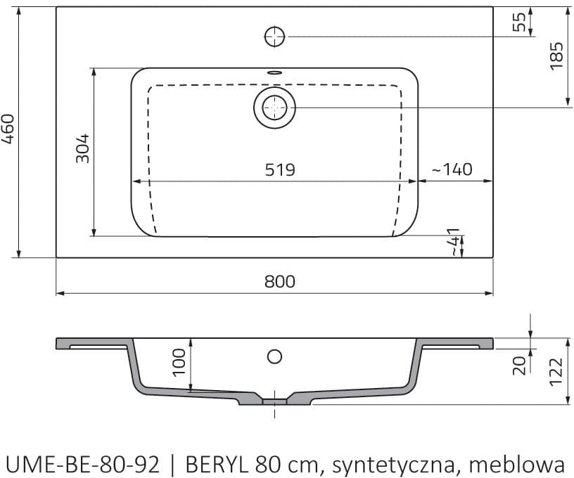 ORISTO umywalka BERYL 80 UME-BE-80-92 *W **ekspo - Powystawowy Cieszyn