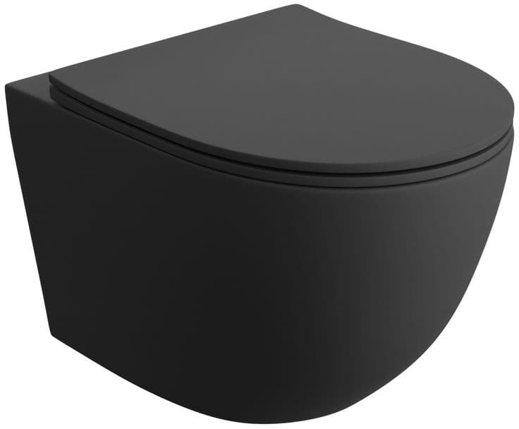 IO FROYA BLACK miska wc wisząca Rimless 490x365 mm z deską slim wolnoopadającą z funkcją łatwego wypinania CE.FRO.BL.WC490 *16 *W ( zamiennik MUFI PLUS BLACK MAT - CE.MUFSF.490.093E-UQ3.BM.I ) **ekspo - Powystawowy Bielsko-Biała