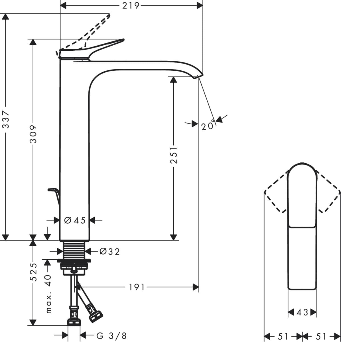 HANSGROHE 75040670 Vivenis bateria umywalkowa stojąca czarny mat Czarny Matowy **ekspo - Powystawowy Łódź Pojezierska