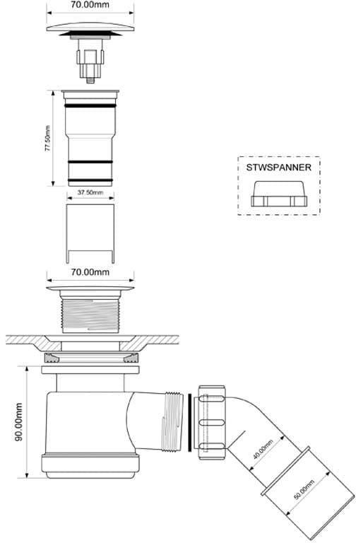 MCALPINE syfon brodzikowy czyszcz. od góry KLIK-KLAK fi50 HC26CLCP (HC26CLCB) *40 ( paleta 200 szt ) (półpaleta 120 szt) - Powystawowy Nowy Sącz