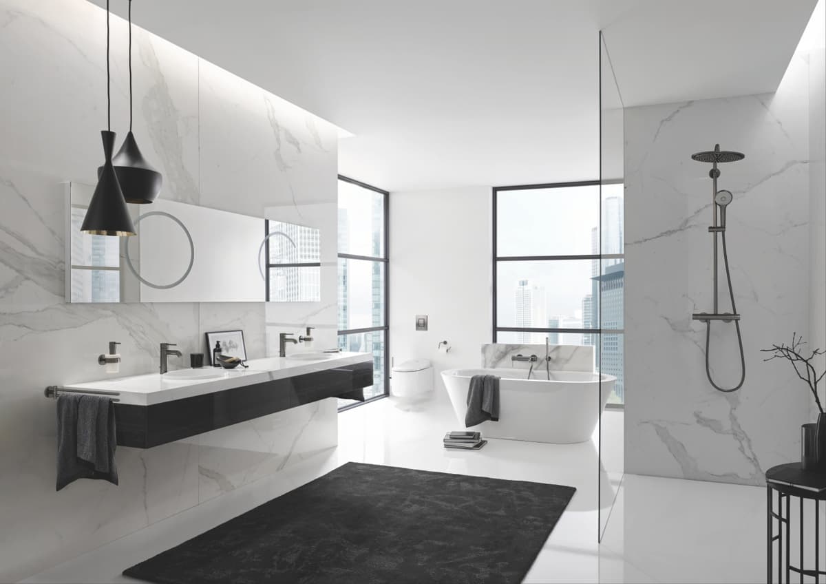 GROHE 26066AL0 RAINSHOWER COSMOPOLITAN 310 Deszczownica z ramieniem 380 mm 1 strumień brushed hard graphite P P - Powystawowy Łódź Pojezierska