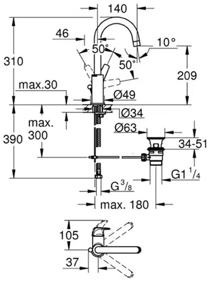 GROHE 23753000 BauFlow bat.umywalkowa wysoka P P **ekspo - Nowy, rozpakowany Inowrocław
