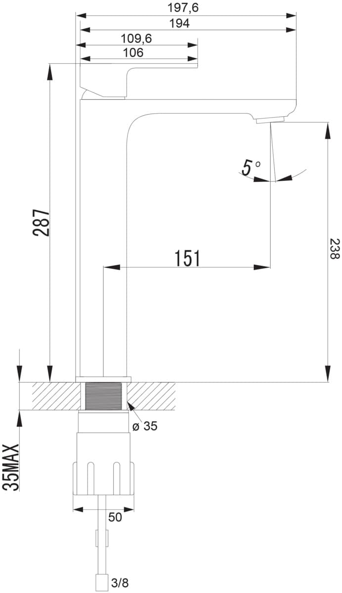 OMNIRES APURE bateria umywalkowa wysoka AP2212CR - Powystawowy Krosno