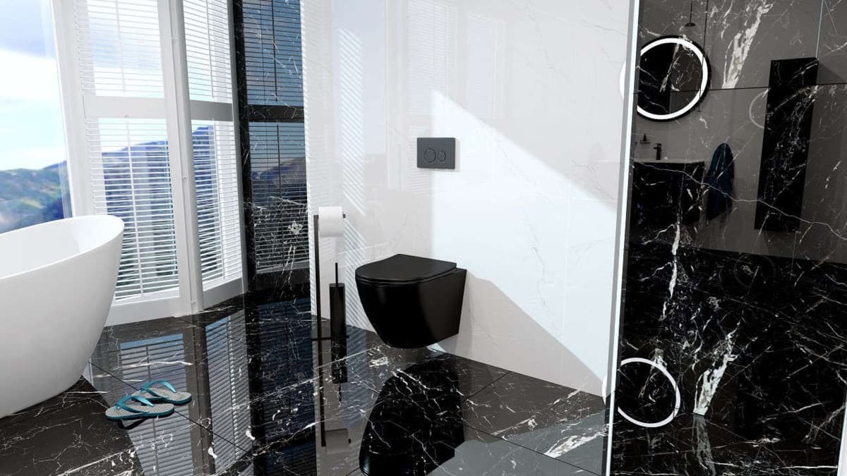 IO FROYA BLACK miska wc wisząca Rimless 490x365 mm z deską slim wolnoopadającą z funkcją łatwego wypinania CE.FRO.BL.WC490 *16 *W ( zamiennik MUFI PLUS BLACK MAT - CE.MUFSF.490.093E-UQ3.BM.I ) **ekspo - Powystawowy BLU Salon Łazienek Jelenia Góra