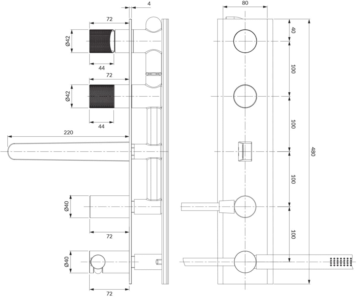 OMNIRES CONTOUR bateria wannowa 5-otworowa podtynkowa CT8037/1CR chrom **ekspo - Powystawowy Cieszyn