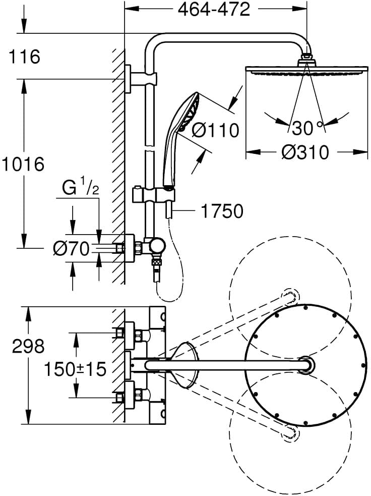 GROHE 26075AL0 Euphoria System 310 - system prysznic. z termostatem P - Powystawowy Siedlce