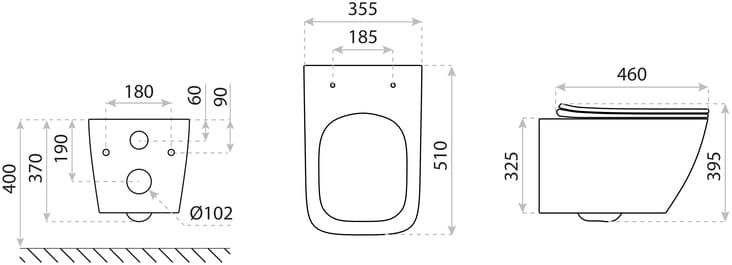 IO ARNOY BLACK miska wc wisząca Rimless 515x355 mm z deską slim wolnoopadającą z funkcją łatwego wypinania CE.ARN.BL.WC515 *16 *W **ekspo - Powystawowy Bielsko-Biała