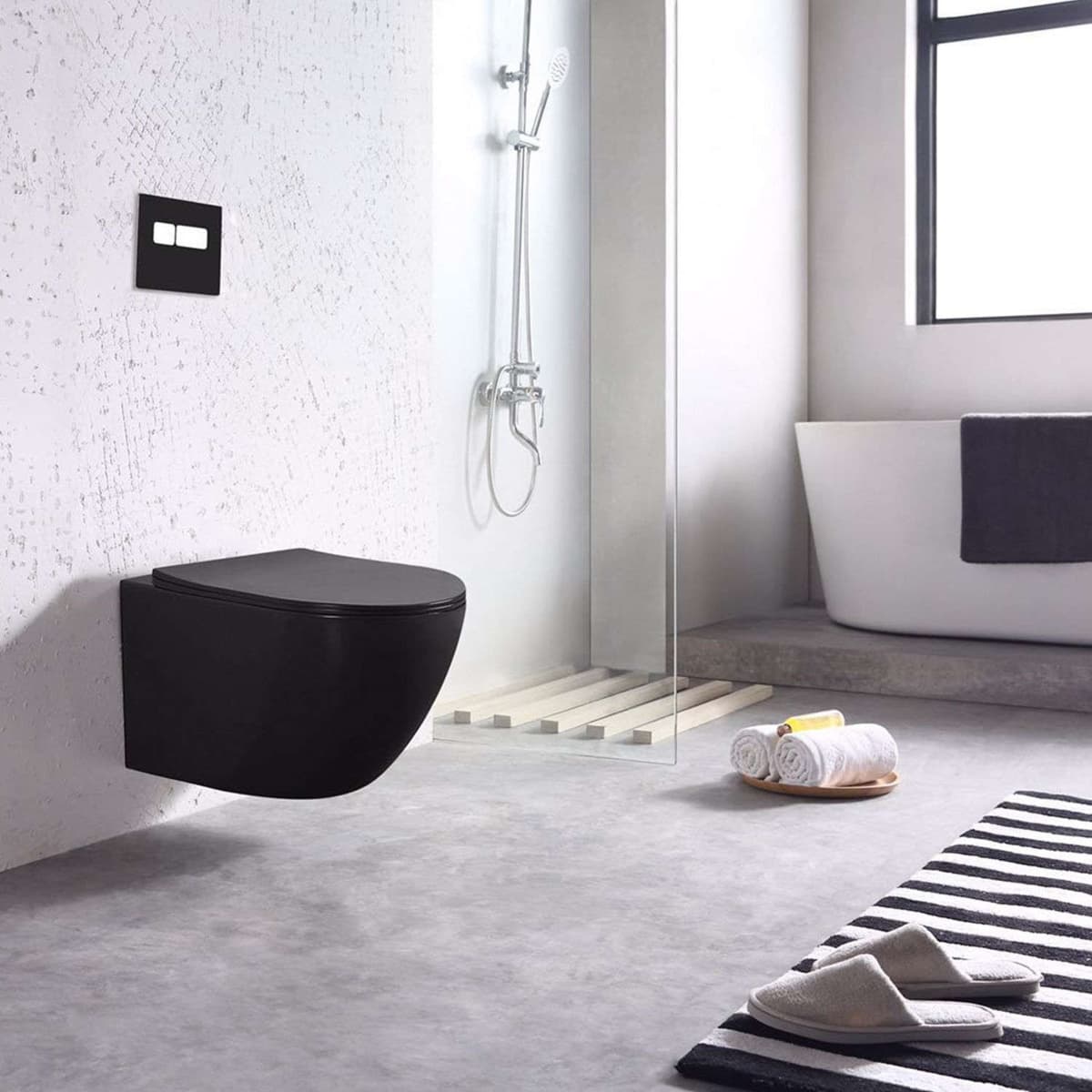 IO FROYA BLACK miska wc wisząca Rimless 490x365 mm z deską slim wolnoopadającą z funkcją łatwego wypinania CE.FRO.BL.WC490 *16 *W ( zamiennik MUFI PLUS BLACK MAT - CE.MUFSF.490.093E-UQ3.BM.I ) **ekspo - Powystawowy Bielsko-Biała