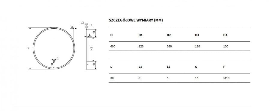 EXCELLENT Lumiro lustro okrągłe LED 60 cm z matą grzewczą DOEX.LU060.AC - Powystawowy Bochnia