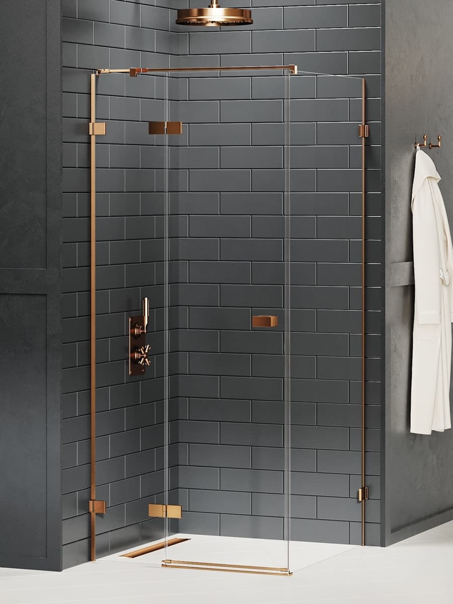NEW TRENDY KABINA AVEXA COPPER BRUSHED KWADRATOWA P 90x90x200 CZYSTE 6mm ACTIVE SHIELD EXK-3583 - Powystawowy Mława